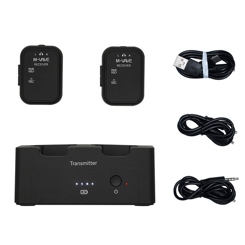 M-VAVE SWS12 2.4G หูฟังไร้สายมอนิเตอร์เครื่องเสียง,เครื่องส่งสัญญาณแบบชาร์จไฟได้ 2 ตัวรับสัญญาณพร้อมปุ่มปรับระดับเสียง,รองรับปิดเสียง,ขายร้อน