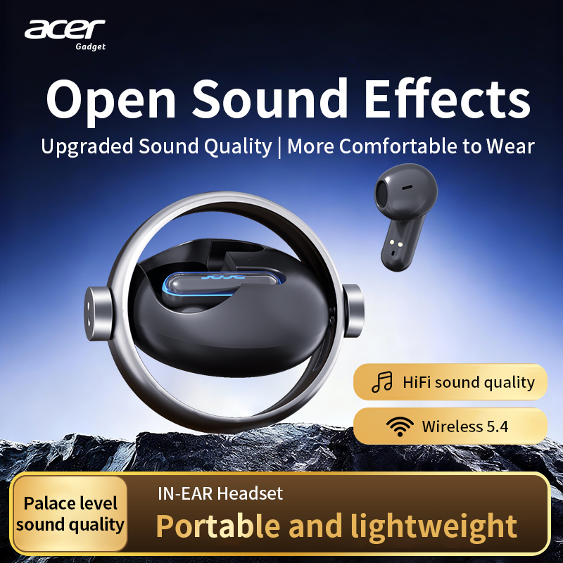 Acer OHR576 หูฟัง TWS หมุนเคสชาร์จ HD โทรหูฟังกีฬาวิ่งหูฟังเชื่อมต่อที่เสถียรเป็นพิเศษสําหรับสมาร์ทโ