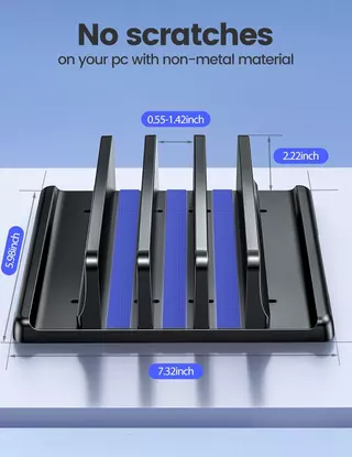 Vaydeer 3 Slot ขาตั้งแล็ปท็อปแนวตั้ง Organizer Adjustable Desk Saver