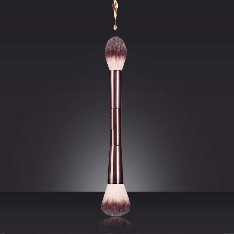 แปรงแต่งหน้าสองหัว HG สีน้ําตาลกาแฟขั้นสูง พร้อมกล่องบรรจุสวยงาม แปรงปัดแป้ง แปรงคอนทัวร์ แปรงปัดแก้