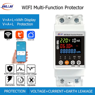 สมาร์ทเบรกเกอร์ Jiuji สมาร์ทสวิตช์สําหรับ Tuya Energy Meter 63A Circuit Breaker Timer พร้อมแรงดันไฟฟ้าป้องกันการรั่วไหล Travel