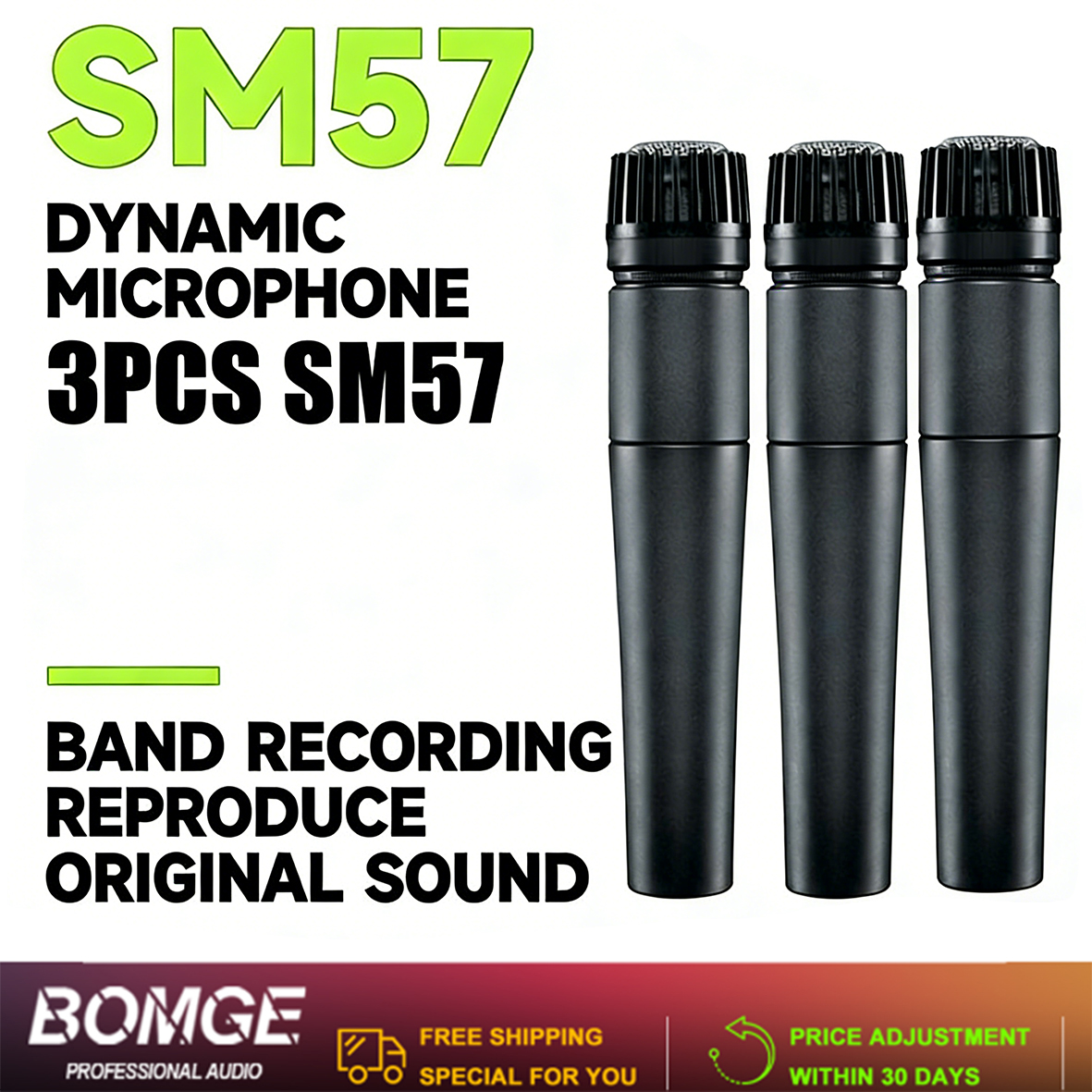 SM57 Metal Dynamic Microphones 3-Pack Classic Handheld Directional Mic สําหรับ Studio Stage Pro