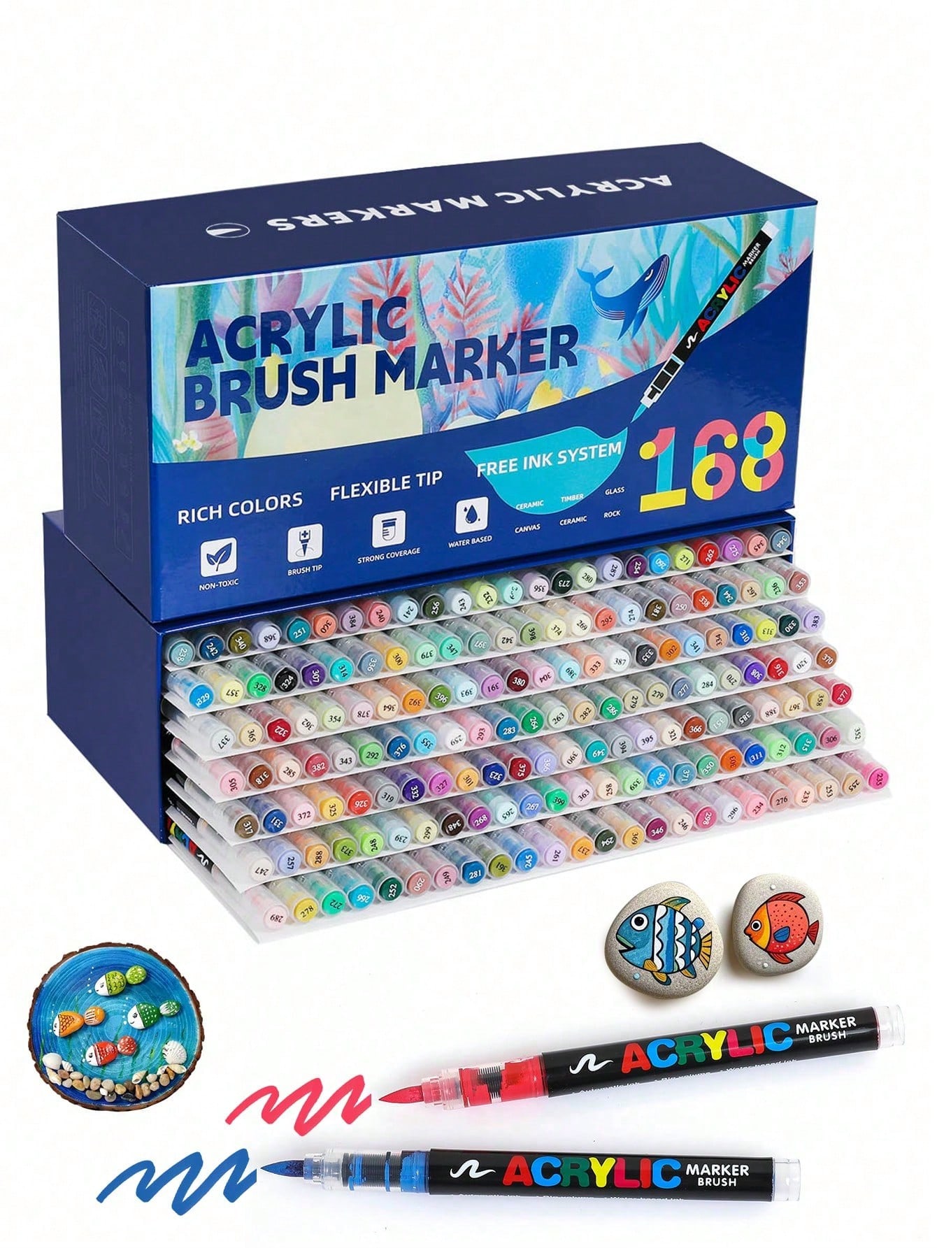 เครื่องหมายอะคริลิค 288 สีชุดเขียนภาพวาดปากกาสําหรับหินแก้วไม้ผ้าใบอุปกรณ์ศิลปะ Back-To-School Seaso