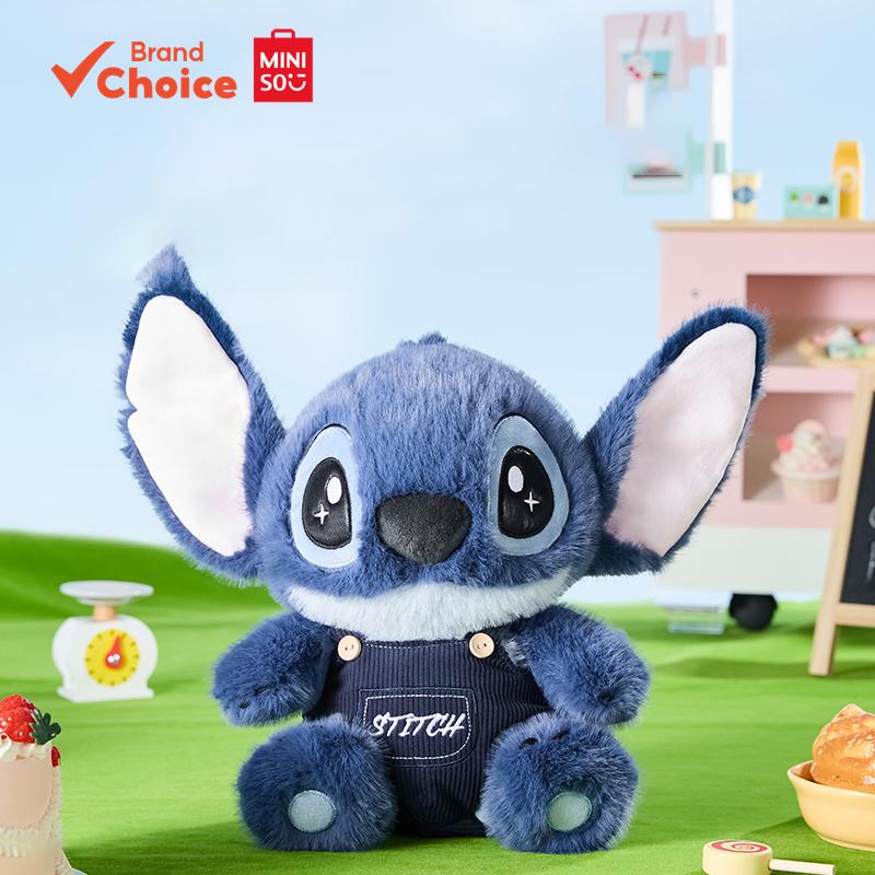 MINISO  ดิสนีย์ สติทช์ ซีรีส์ - ตุ๊กตาน่ารัก นั่งได้ ขนาด 12 (เวอร์ชั่นเอี๊ยม) 38 ซม. × 30 ซม. × 28 ซม.