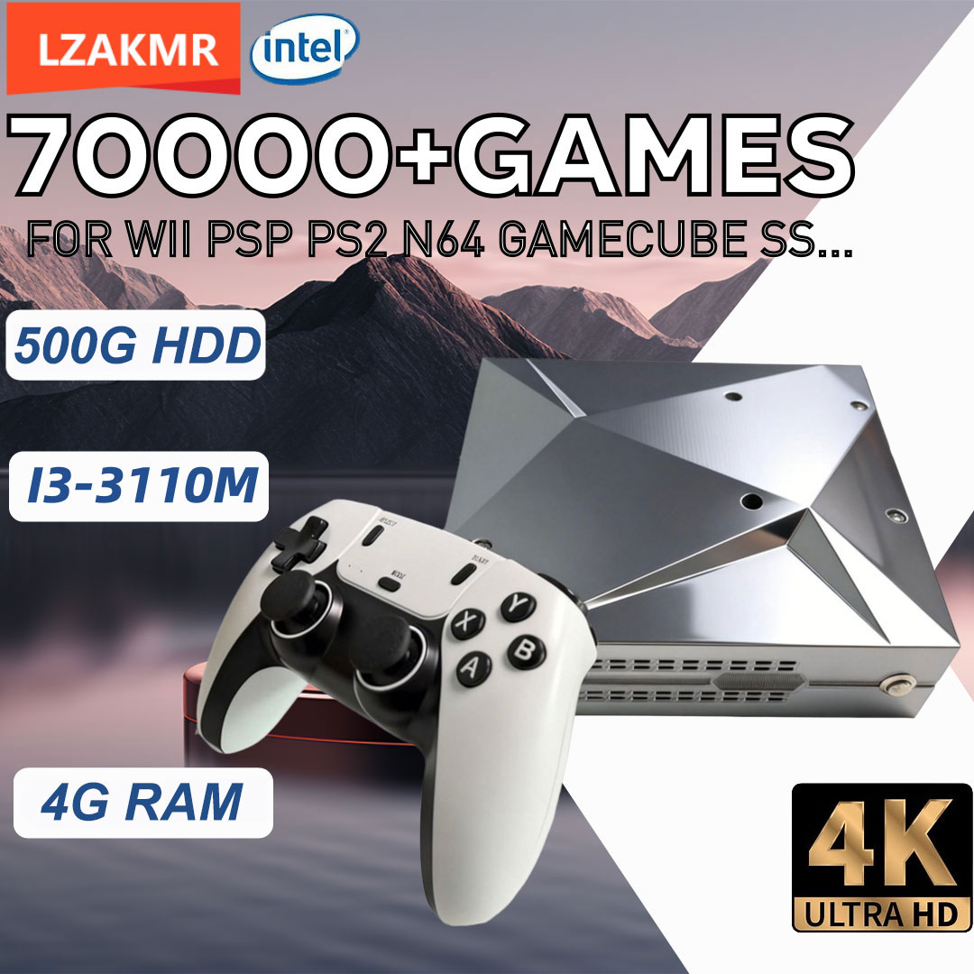 P88 เกมคอนโซลโหลด 70000 + เกม 500G HDD I3-3110M สําหรับ Wii PS2 DC PSP NGC SS Plug-and-Play บน TV Du