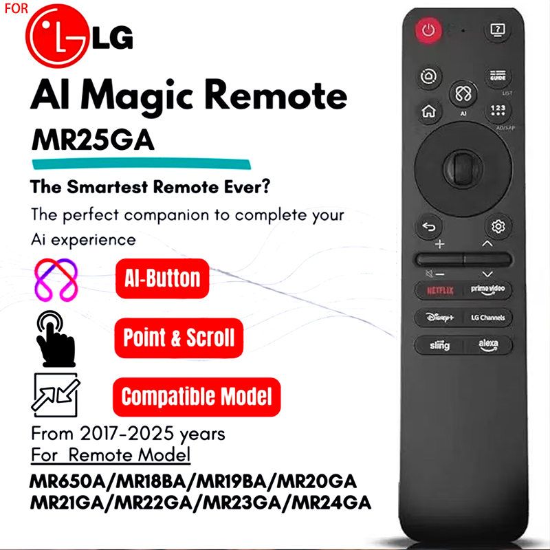 รีโมทวิเศษ AI โหมดชี้และ Alexa Voice สําหรับทีวี LG รุ่น MR25GA MR24GA MR23GA MR22GA MR21GA MR20GA