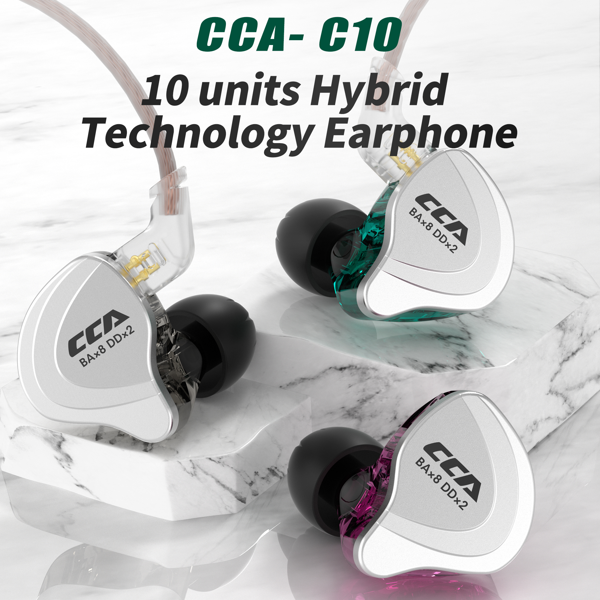 หูฟังชนิดใส่ในหูแบบ CCA C10 10 ไดรเวอร์ 4BA 1DD ต่อข้าง หูฟังมีสาย หูฟัง HiFi พร้อมโครงหน้าโลหะผสม ถ