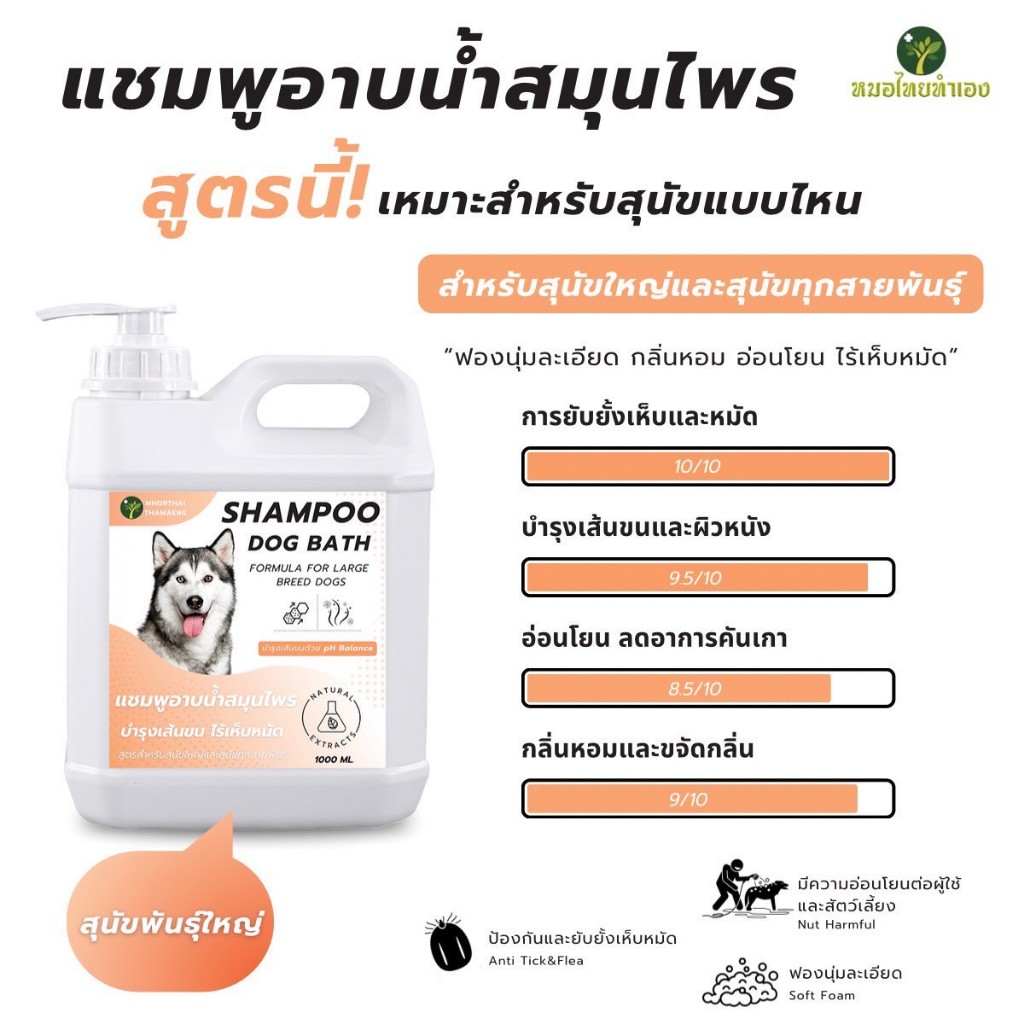 แชมพูสุนัข สูตรสมุนไพร อ่อนโยน ลดคันและกลิ่นไม่พึงประสงค์ บำรุงขนนุ่มเงางาม ขนาด 1000 ml รูปที่ 3