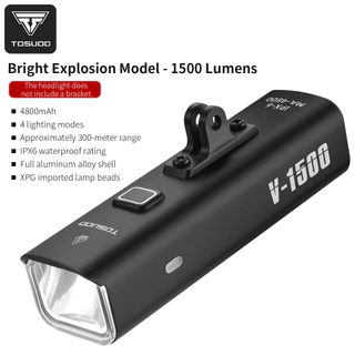 ไฟหน้าจักรยาน TOSUOD 1500 ลูเมน แบตเตอรี่ 4800mAh กันน้ํามาตรฐาน IPX6 มีโหมดแสงสว่าง 4 แบบ