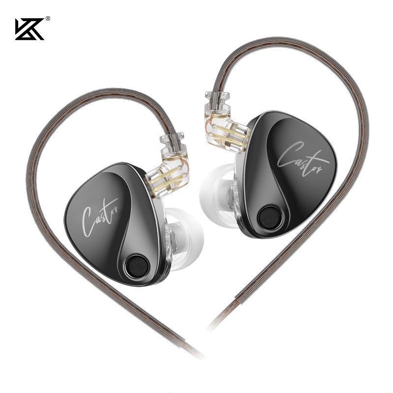 KZ Castor Tunable IEMs Dual Dynamic Driver HiFi หูฟังแบบมีสาย Harman Target หูฟังรุ่นเบส