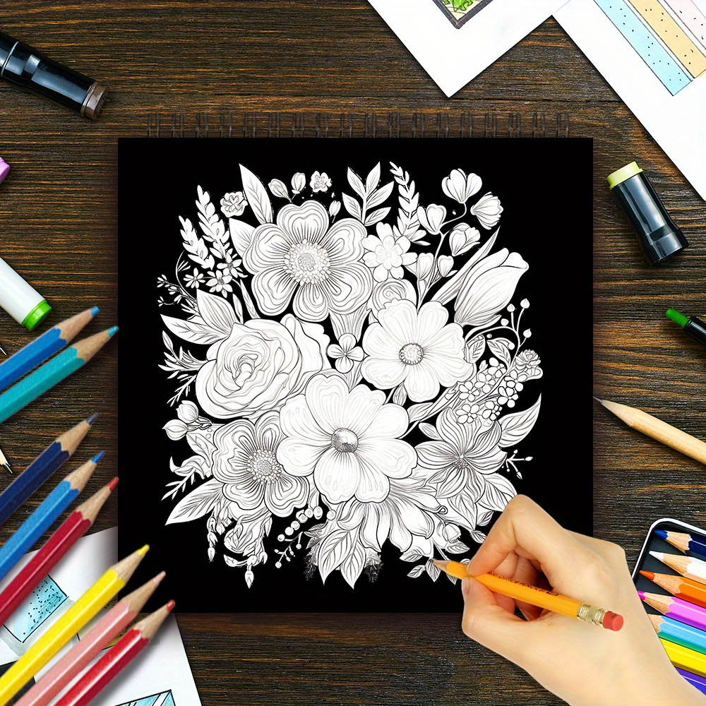 สมุดระบายสีสําหรับผู้ใหญ่แบบเกลียวผู้หญิง 30 แผ่น ขนาด 8.3×8.3 นิ้ว กระดาษ 100 แกรม เพื่อบรรเทาความเครียด ของขวัญงานปาร์ตี้ ราคา ถูกที่สุด ดีลบีเคเค แกลเลอรีภาพที่ 5