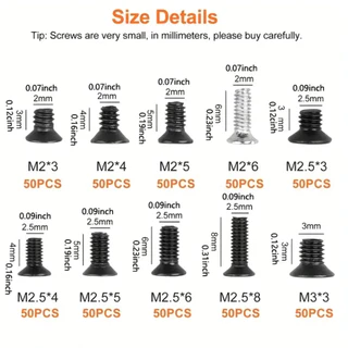 500 ชิ้นสกรูคอมพิวเตอร์ Assortment Kit สีดํา M2 M2.5 M3 สําหรับ PC แล็ปท็อป SSD ฮาร์ดไดรฟ์ CPU