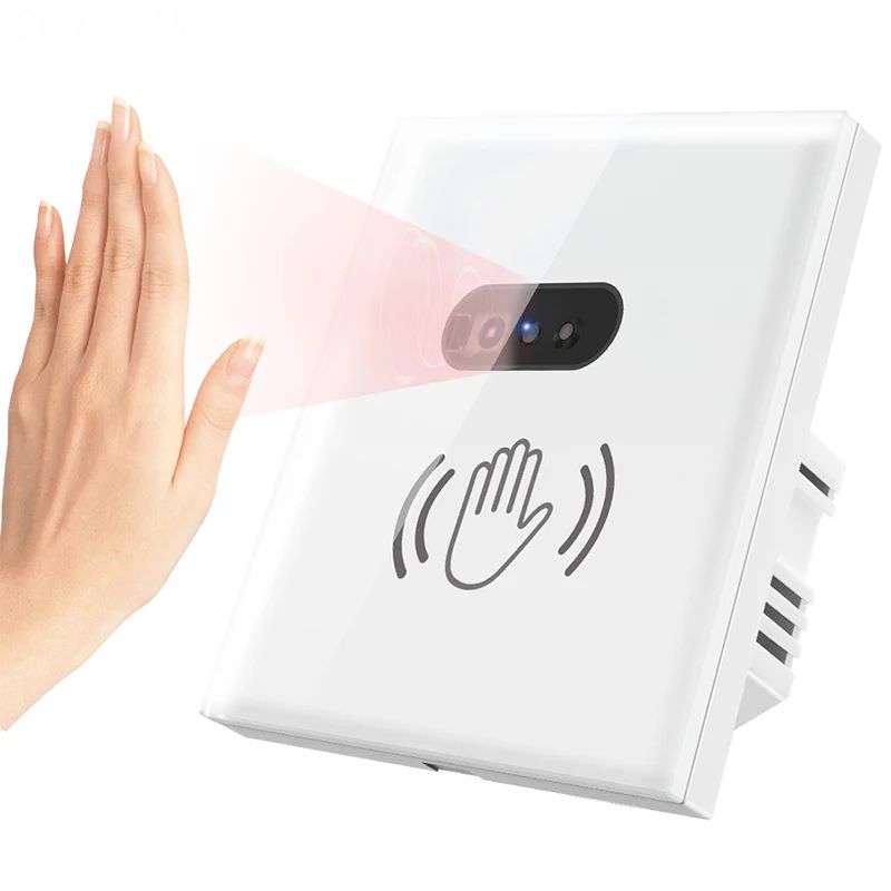 สวิตช์ไฟอัจฉริยะ AXUS เซนเซอร์อินฟราเรด IR ตรวจจับการเคลื่อนไหว แผงกระจกแบบสัมผัส สไตล์ยุโรป เปิดปิดอัตโนมัติ