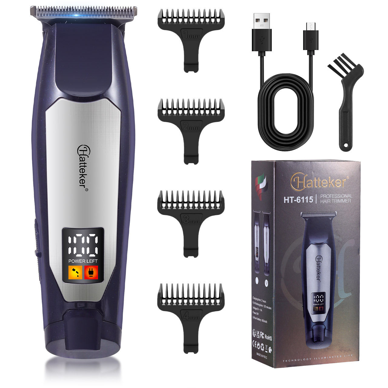 HATTEKER Mens Grooming Kit – เครื่องตัดขนไร้สายและเครื่องตัดเคราพร้อมจอแสดงผล LCD ชุดชาร์จระดับมืออาชีพ