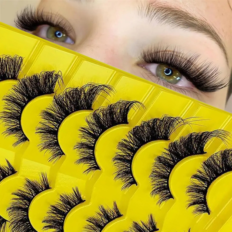 Mango Eye Extensions 7 คู่ Ultra Light 3D Stripe D-Roll Long-lasting Fluffy Eyelashes