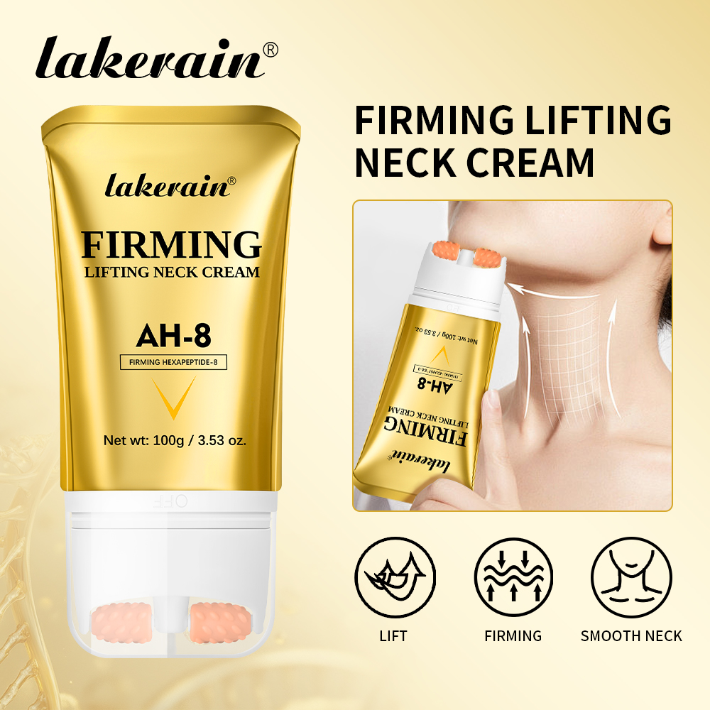 Lakerain ครีมนวดกระชับคอ พร้อมลูกกลิ้งนวด AH-8 | ทรีทเมนต์กระชับและให้ความชุ่มชื้นผิวคอ 120 กรัม | โ