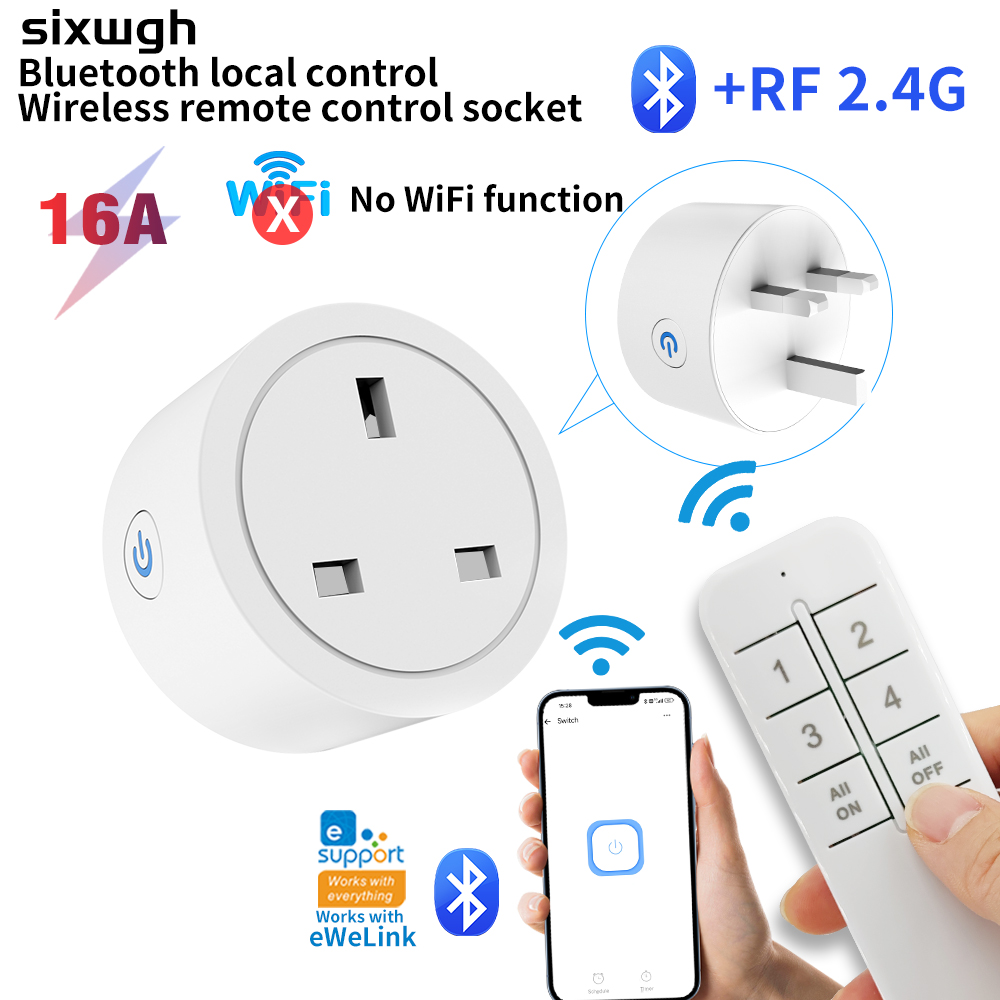 One Set EWELINK RF 2.4G Bluetooth Smart Socket UK Plug, สวิตช์ควบคุมระยะไกลไร้สายสําหรับเครื่องใช้ใน