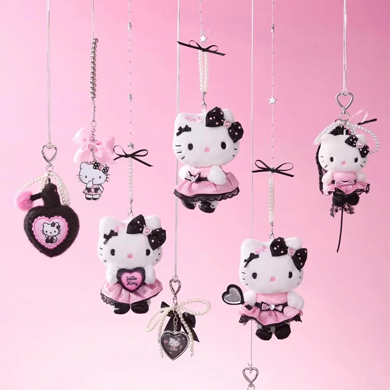 MINISO  Hello Kitty Shining Party Series - ตุ๊กตายัดนุ่น & น่ารัก & จี้อุปกรณ์เสริม (ริบบิ้น) ขนาด 14 ซม. × 9 ซม.