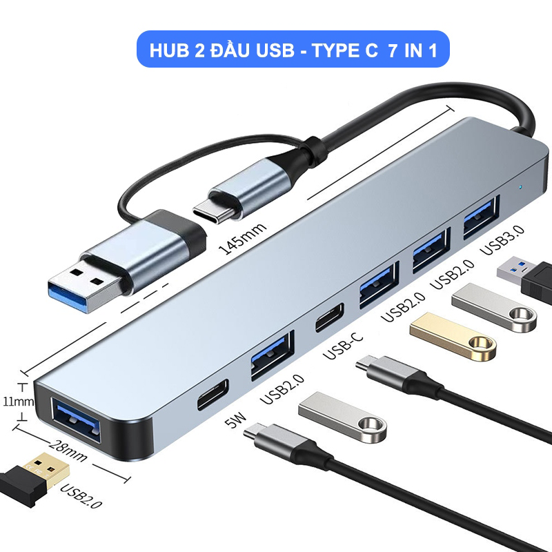 USB C Hub & Docking Station 7 in 1 PD ชาร์จ Type-C HUB สําหรับ MacBook
