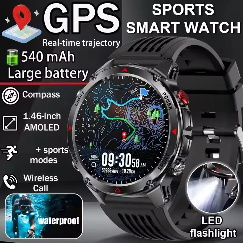 สําหรับ Garmin Fenix8 สมาร์ทวอทช์จีพีเอสรุ่นใหม่สําหรับผู้ชาย พร้อมเข็มทิศ แบตเตอรี่ขนาดใหญ่ 540mAh และกันน้ําได้ 3ATM เหมาะสําหรับ Huawei