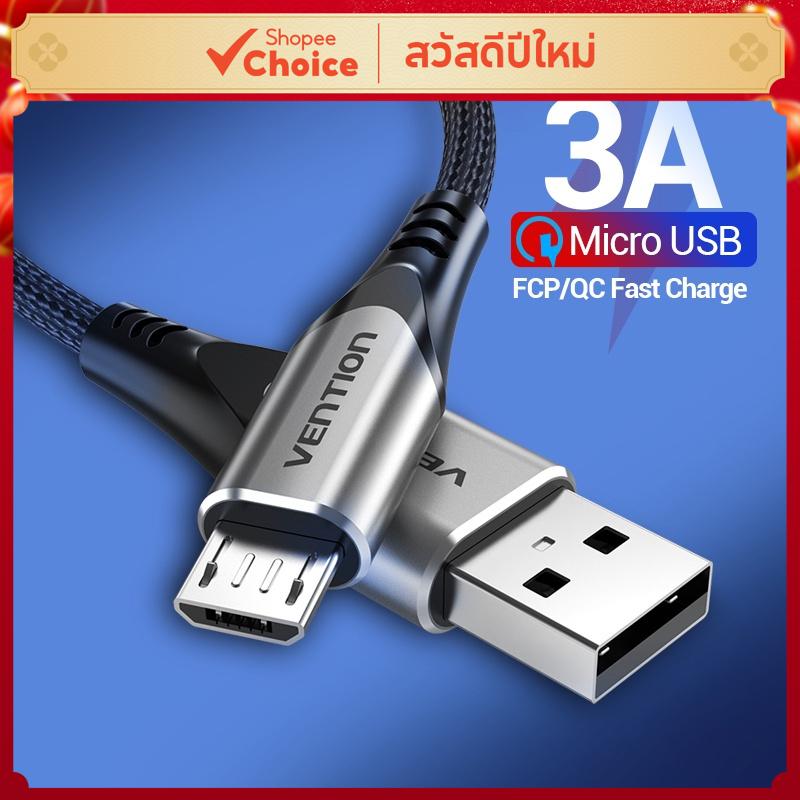 Vention สาย Micro USB 3A Fast Charging & Data Sync Cable สายถักไนลอนสําหรับสายโทรศัพท์มือถือ Micro USB