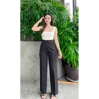 กางเกงขายาว ทรงขากระบอกกลาง ซิปข้าง เอวสูง สำหรับผู้หญิง รุ่…