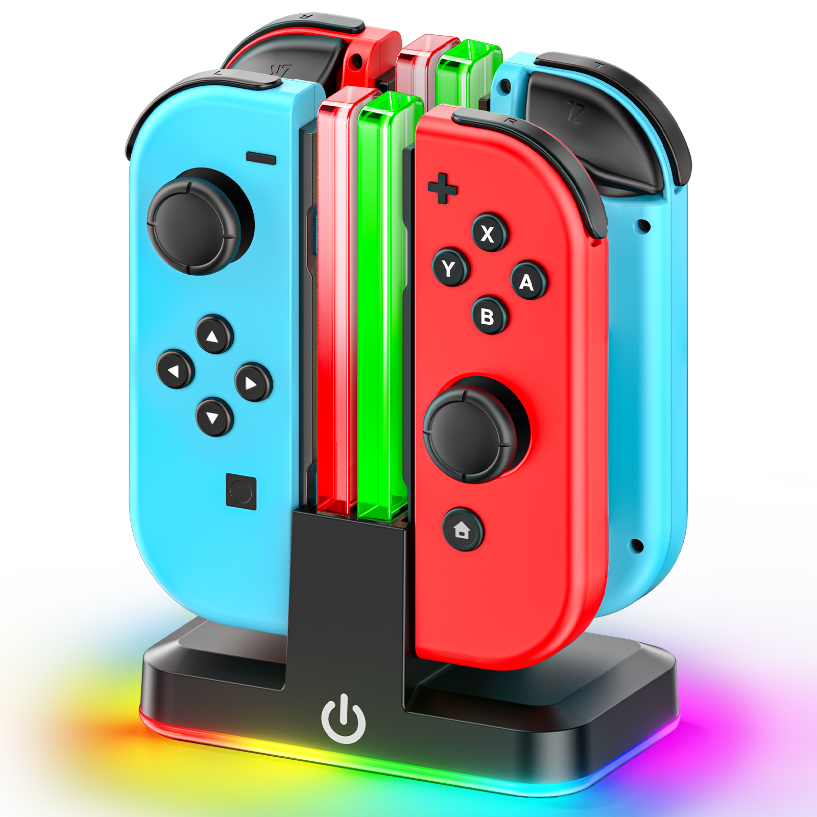 ที่ชาร์จคอนโทรลเลอร์ 4 in 1 พร้อมไฟ RGB สําหรับสายชาร์จ Nintendo Switch OLED Joy-con ชนิด C