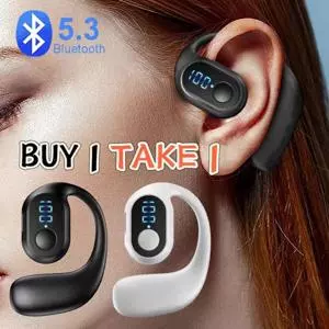หูฟัง D6 2pcs HD Calls Ear-Plugs หูฟังไร้สายบลูทูธกันน้ําธุรกิจชุดหูฟังพร้อมไมโครโฟนหูฟังสแตนด์บายยาวสเตอริโอสําหรับสมาร์ทโฟน