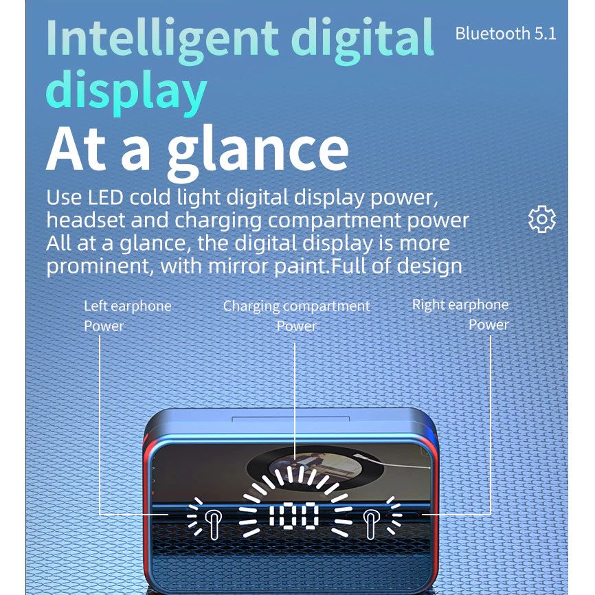 TWS S20 9D หูฟังไร้สายสเตอริโอ Bluetooth 5.2 พร้อมไมโครโฟน และเคสชาร์จ รูปที่ 3