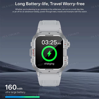 สมาร์ทวอทช์ฟิตเนสแบบทหารที่แข็งแกร่ง ผู้ชาย ใช้ได้กับ Android IOS กันน้ํา 3ATM กีฬา รองรับการโทรด้วยเสียง AI ตรวจสอบสุขภาพ สําหรับกลางแจ้ง