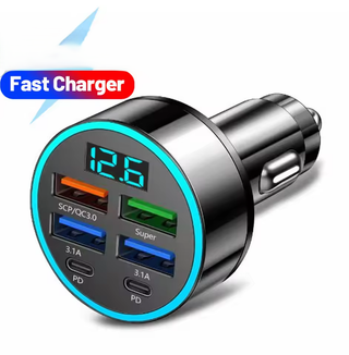 6 พอร์ต Car Charger Fast Charging PD QC3.0 USB C รถชาร์จโทรศ…