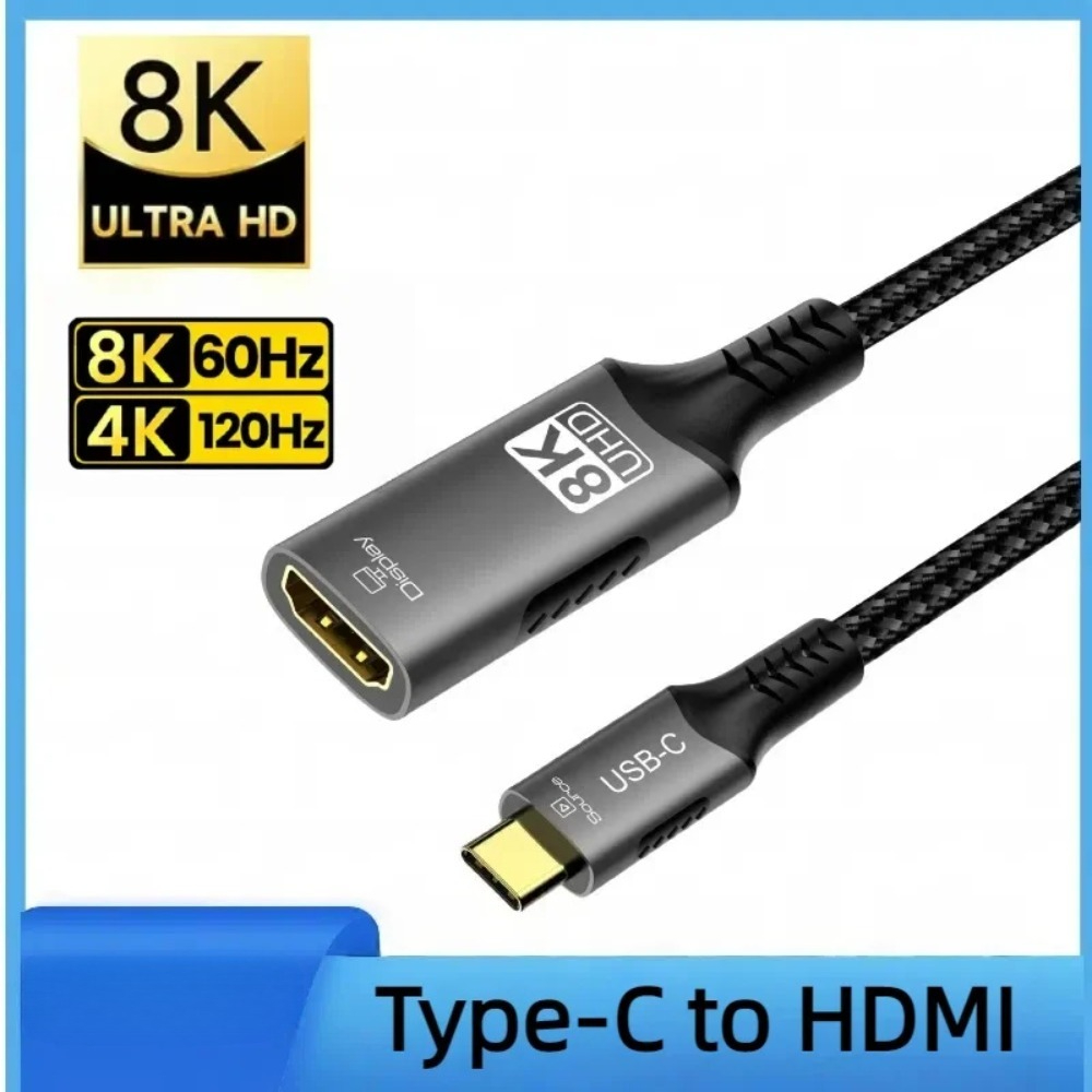 8K @ 60Hz 4K @ 120Hz อะแดปเตอร์สายเคเบิล USB-C เป็น HDMI 32.4Gbps สําหรับ MacBook แล็ปท็อป PC TV