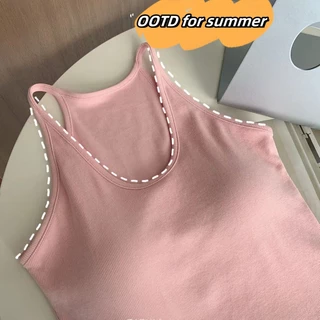 เสื้อสายเดี่ยวเข้ารูปสําหรับผู้หญิง มีฟองน้ําซับในแบบในตัว สีแคนดี้ รุ่น 892#