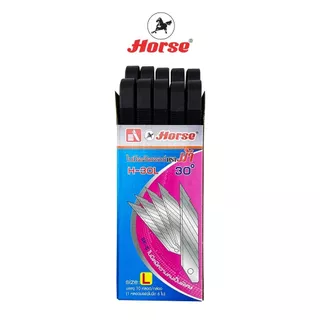 ใบมีดคัตเตอร์ ขนาด 18 มม. มุม 30 องศา รุ่น H-30L ยี่ห้อ Horse ตราม้า บรรจุ 10 หลอด/กล่อง