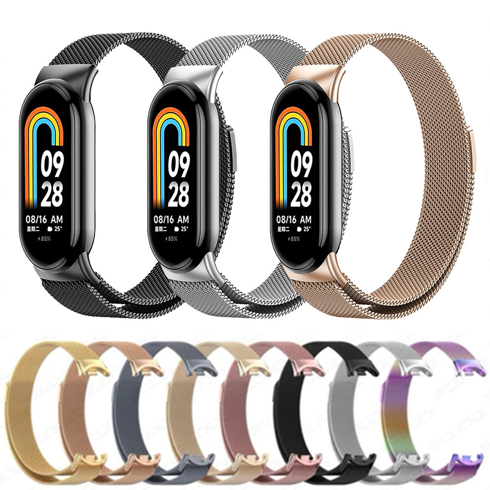 สายนาฬิกาสแตนเลสสาย Milanese สําหรับ For Xiaomi Mi Band 3/4/6/7/8/9/10