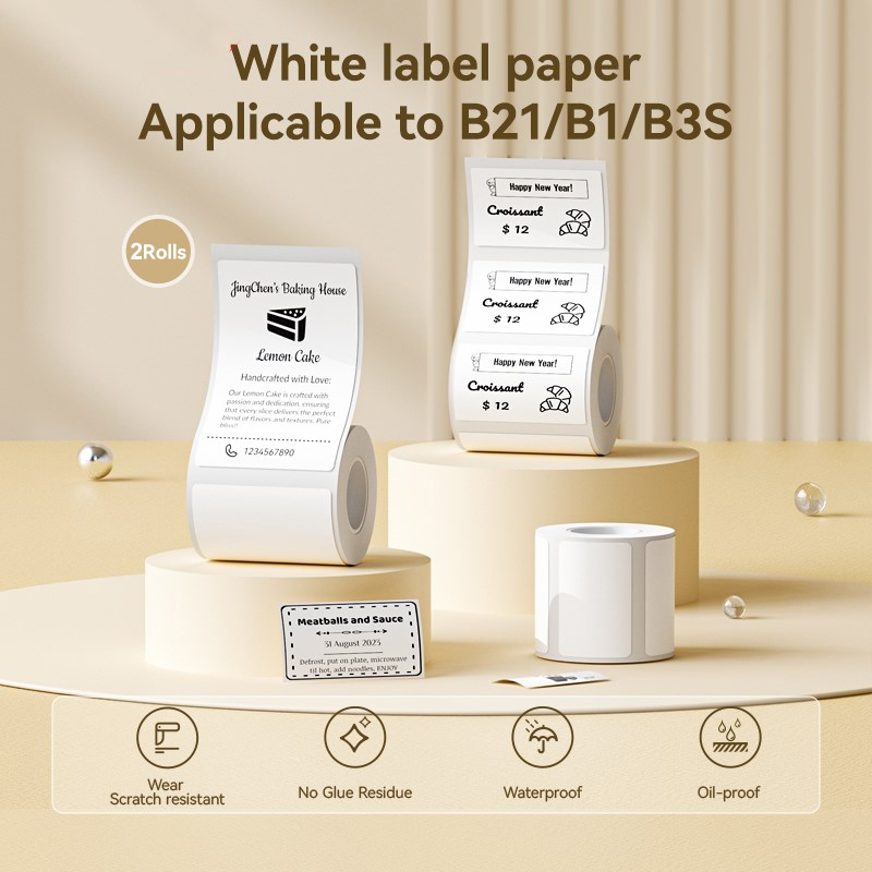 ป้ายสติ๊กเกอร์ความร้อน 2 ม้วน เข้ากันได้กับ Nimbot B1 B21 B3S B203 เครื่องพิมพ์, ขวดขวดขวดกันน้ําเคร