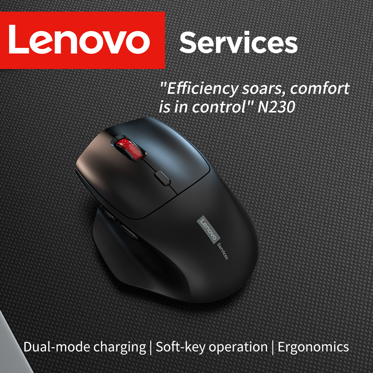 เมาส์ไร้สายตามหลักสรีรศาสตร์แบบชาร์จไฟได้ Lenovo โหมดคู่ 2.4G/บลูทูธ แบตเตอรี่ใช้งานยาวนานพร้อมด้ามจับถนัดมือ สําหรับออฟฟิศ บ้าน และเกมมิ่ง