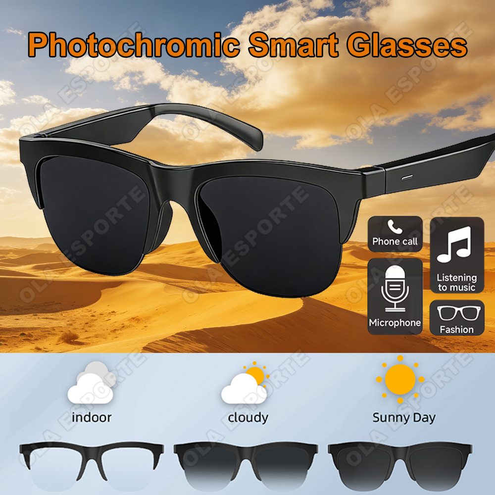 แว่นตาอัจฉริยะรุ่นใหม่ เลนส์เปลี่ยนสี ป้องกันยูวี บลูทูธไร้สาย สําหรับเล่นกีฬา ฟังเพลง ระบบเสียงผู้ช่วย AI นําทาง