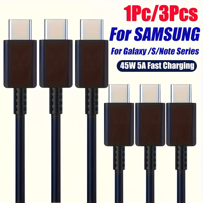 1 เส้น/3 เส้น สายชาร์จเร็ว USB-C เป็น USB-C 45W 5A รองรับ Samsung S20 S21 FE S22 Plus S23 S24 Ultra 