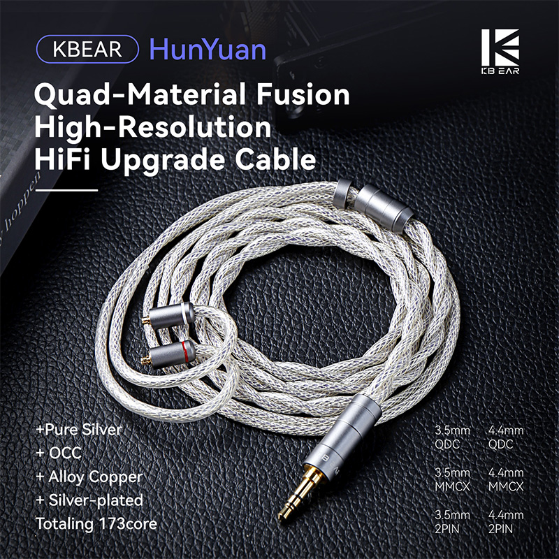 KBEAR HunYuan สายหูฟังชนิด IEM 2 พิน/MMCX รุ่น QDC ความยาว 1.2 เมตร คุณภาพสูงเสียงระดับ Hi-Res/HiFi 