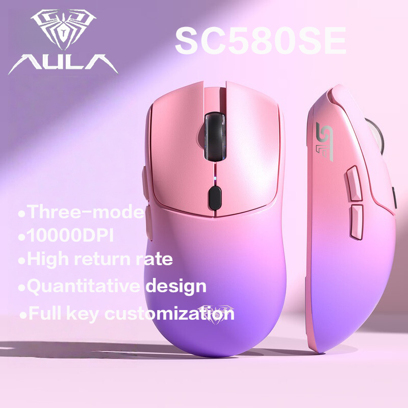 Aula Sc580Se 82G น้ําหนักเบา Tri-Mode Gaming Mouse 10000Dpi Rgb Ergonomic สําหรับหญิง Gamers เมาส์แน
