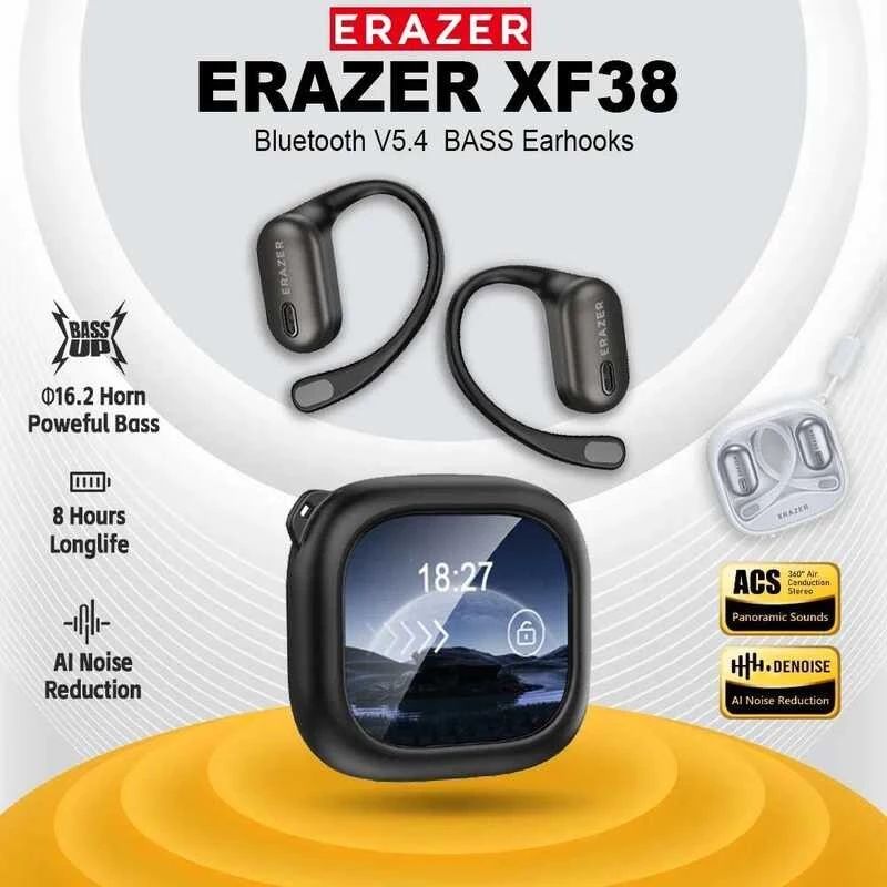 หูฟังไร้สายบลูทูธ 5.4 ERAZER XF38 พร้อมระบบแปลแบบเรียลไทม์และไมโครโฟนแสดงผล LED เหมาะสําหรับการสนทนา