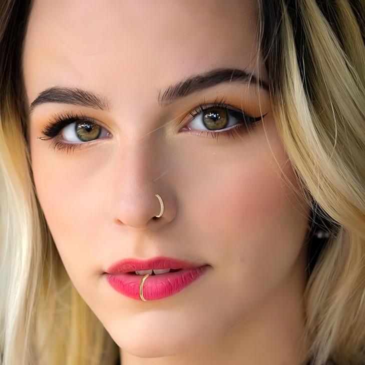 Minimalist Gold Nose Ring Lip Ring Hypoallergenic Unisex สําหรับปาร์ตี้ทุกวัน