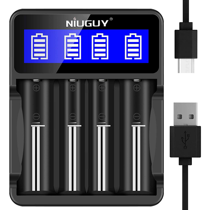 เครื่องชาร์จแบตเตอรี่ LCD อัจฉริยะ USB C-Type สําหรับ 18650 26650 18490 นิกเกิล