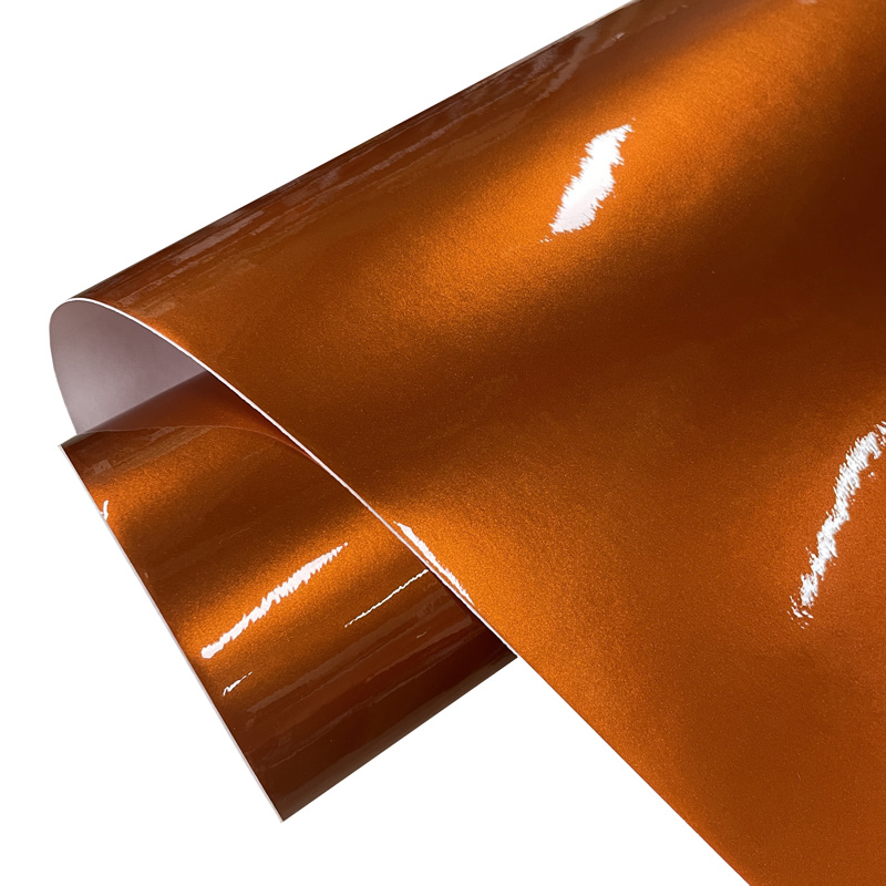 Gloss Metallic Orange Vinyl Wrap Film กันน้ําสีลูกกวาด DIY Car Wrap Decal สติกเกอร์ม้วน