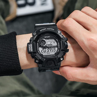 ทหารยุทธวิธีนาฬิกาผู้ชายดิจิตอลกีฬานาฬิกากันน้ํากันกระแทก Luminous Alarm Camo ของขวัญ