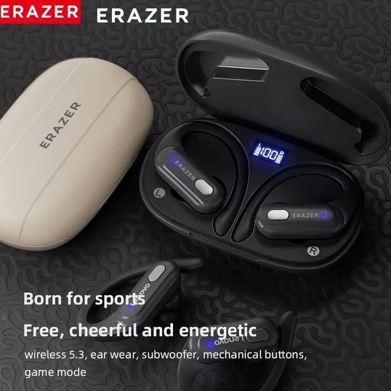 ERAZER XT60Pro หูฟังไร้สายบลูทูธหูฟัง TWS ชุดหูฟังสัมผัสกันน้ําลดเสียงรบกวน Earhooks Mic สเตอริโอกีฬ
