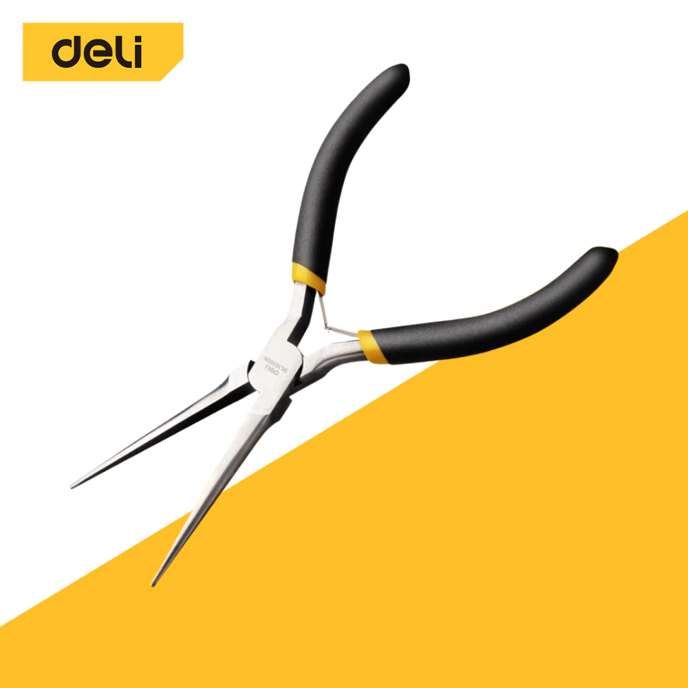 คีมปากแหลมขนาดเล็ก DELI ขนาด 6 นิ้ว เครื่องมือความแม่นยําทรงพลัง กะทัดรัด เหมาะสําหรับซ่อมอิเล็กทรอนิกส์ และงานประดิษฐ์ DIY