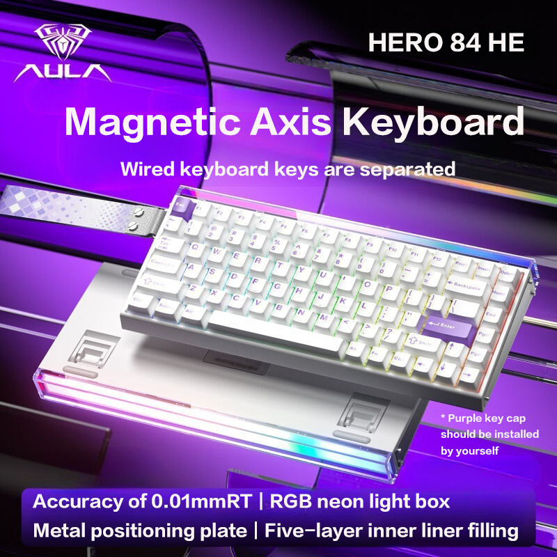 คีย์บอร์ดแม่เหล็ก AULA HERO84HE, 0.01 มม. 8K RT RGB