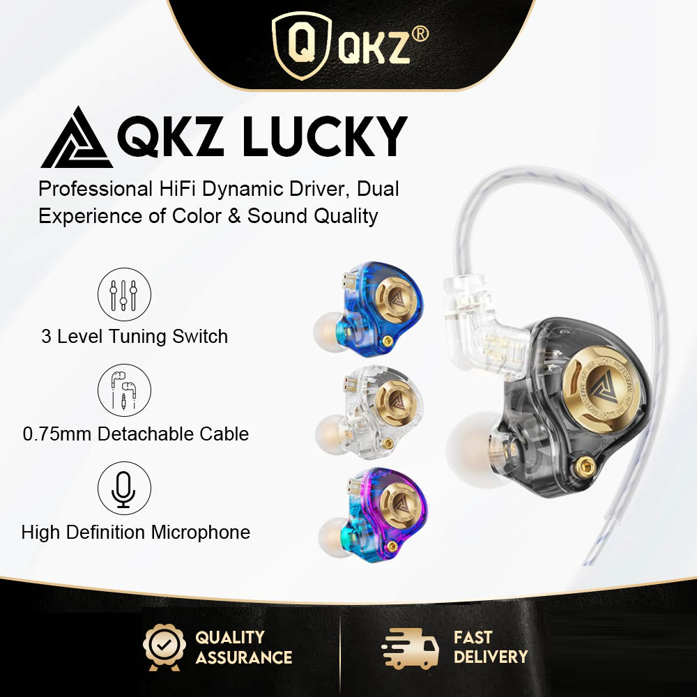 หูฟัง QKZ AK6 Lucky มาพร้อมกับไดร์เวอร์ไดนามิก HiFi, สวิตช์ปรับโหมดได้สามแบบ, คุณภาพเสียงความละเอียด